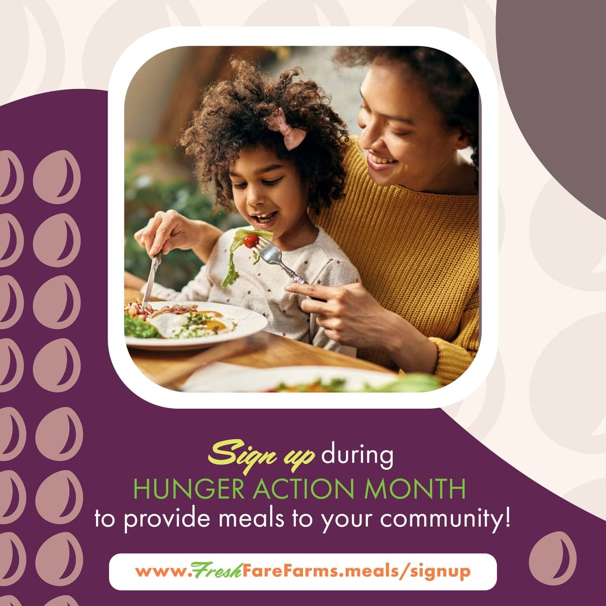 Instagram carousel, slide 3: the call to action, sign up during Hunger Action Month